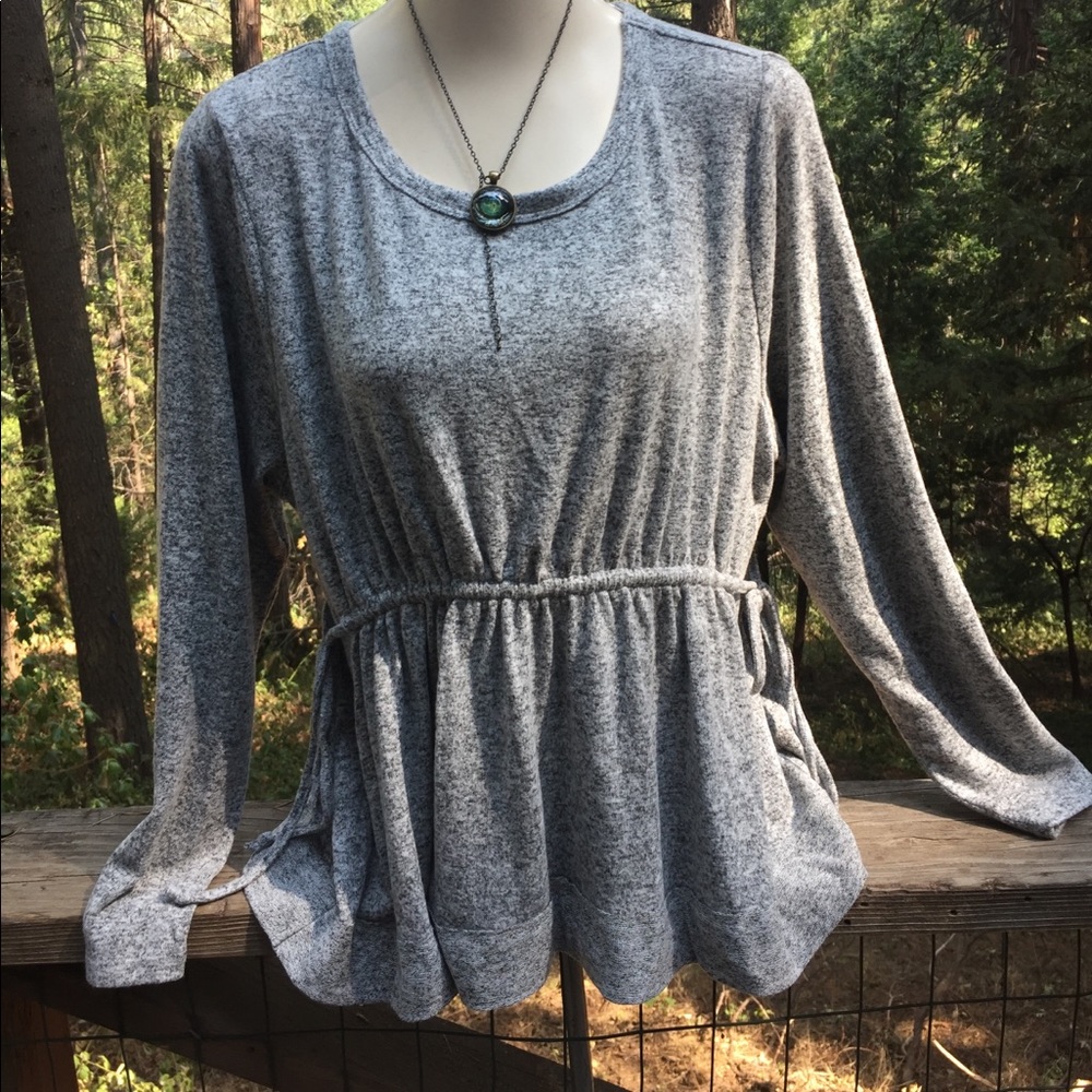 Caslon flannel knit shades of gray loungewear flannel gray scoop neck t …